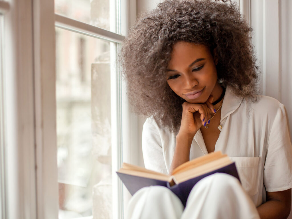 girl reading a book